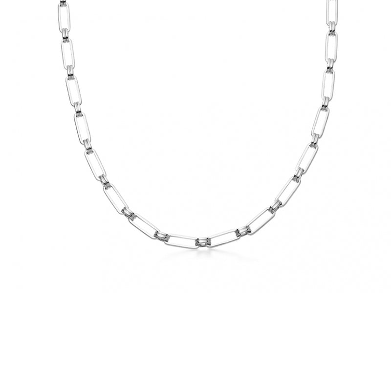 platinum interlink mid-layer chain necklace
