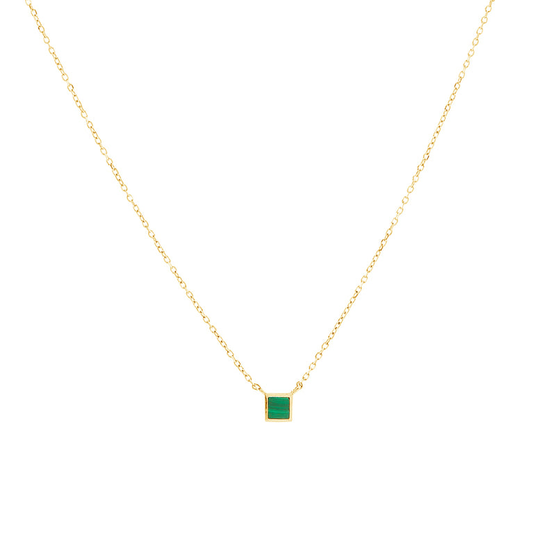 square malachite gold pendant necklace