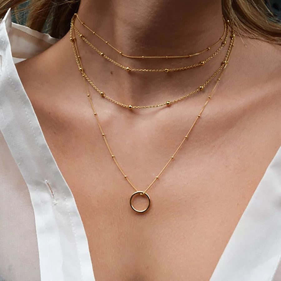 gold halo circle pendant necklace