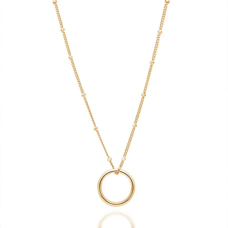 gold halo circle pendant necklace