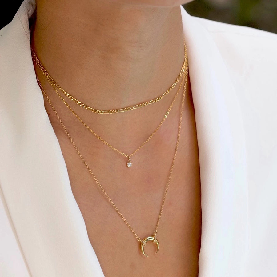 gold horn pendant necklace